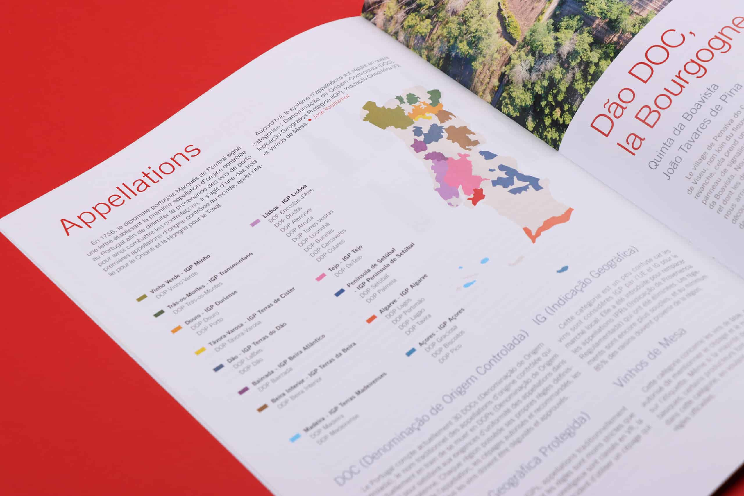 Page spéciale sur les appellations viticoles du Portugal, avec listing et carte du pays, dans la revue DIVO Terroir sur le sujet.