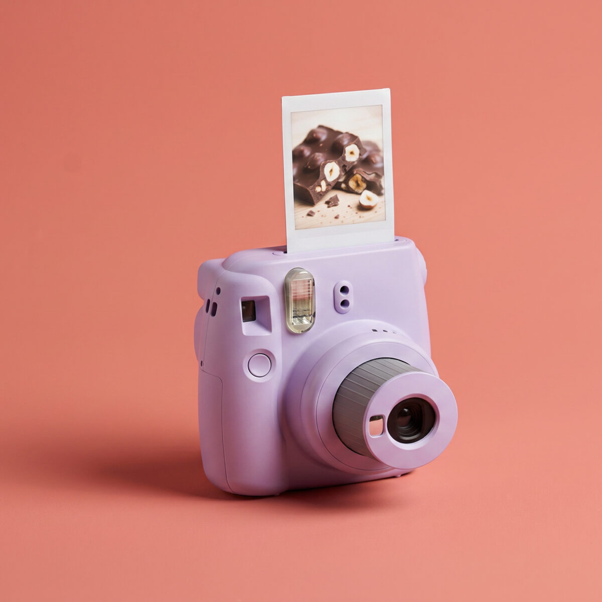 Photo instantanée floue et surexposée d'un chocolat suisse, illustrant les limites d'un cliché amateur face à une photographie de produit professionnelle.
