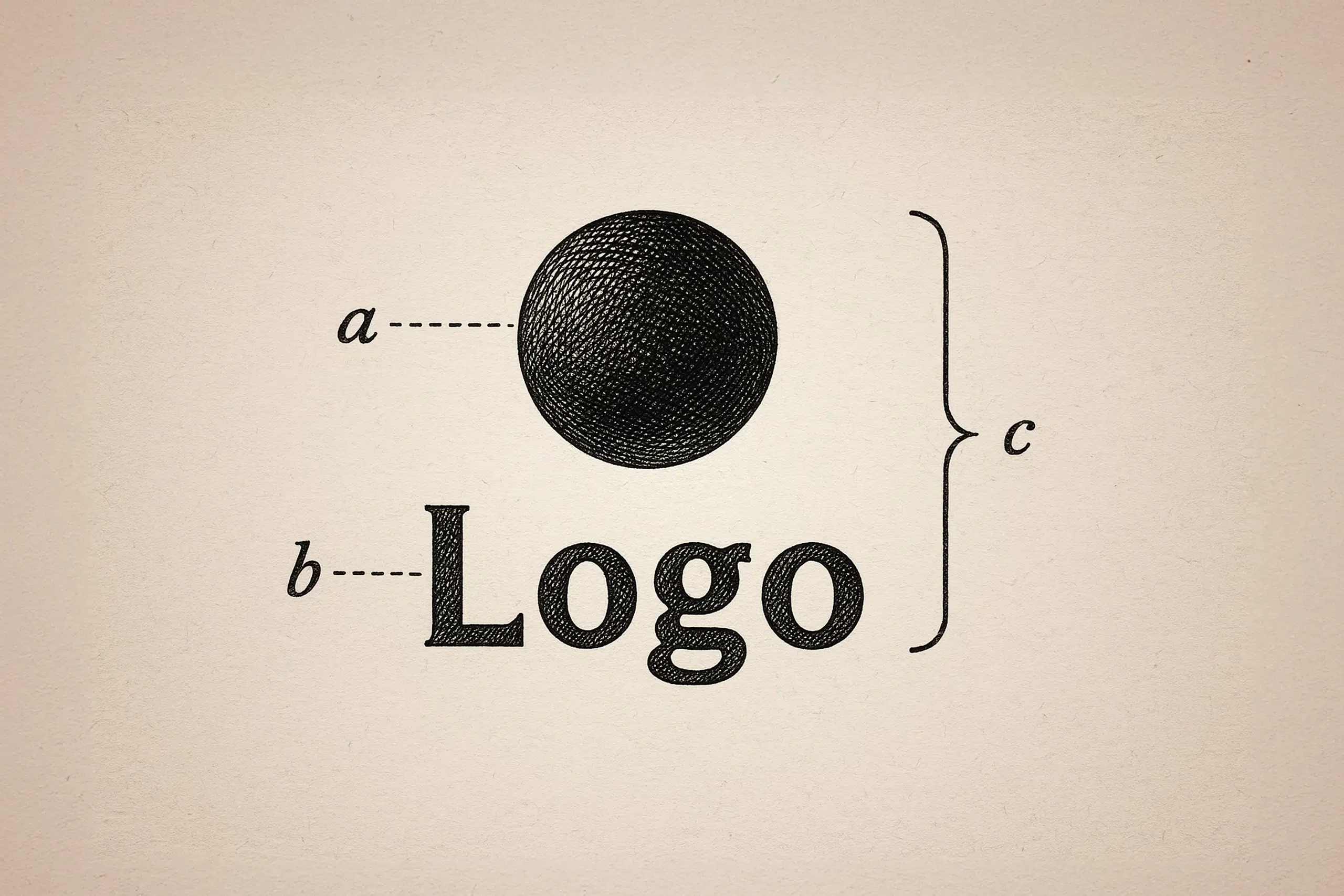 Gravure à la manière botanique des éléments composants un logo.